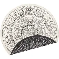 Hanse Home 200x200 (diamètre) cercle Tapis Twin-Wendeteppiche 103101 creme schwarz cercle - pour la maison et l'extérieur