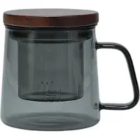 Salt & pepper Mug avec filtre en verre et couvercle Luma Grey, 370 ml