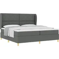 vidaXL Lit boxspring avec matelas gris foncé 200 x 200 cm Tissu