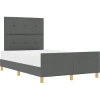 vidaXL Cadre de lit avec tête de lit gris foncé 120 x 200 cm Tissu
