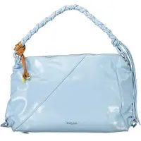 Desigual grand sac bleu clair brillant, anse tressée