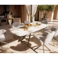 DELIFE Table d’extérieur Edge Boot 200x100 cm céramique Minas Melange blanc-beige piètement croisé rectangulaire en acier inoxydable