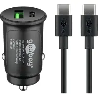 Goobay 72165 Kit de charge rapide double USB pour voiture USB-C (27 W), noir, 1 m - Adaptateur de charge pour voiture avec 1x USB-C et 1x USB-A, câble USB-C, 1 m, noir