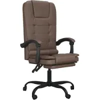 vidaXL Chaise de bureau avec fonction massage, en similicuir marron