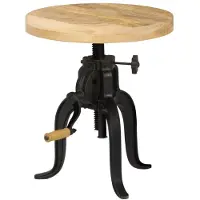 vidaXL Table d'appoint 45x (45-62) cm Bois de manguier massif et fonte