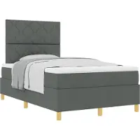 vidaXL Lit boxspring avec matelas gris foncé 120 x 190 cm Tissu