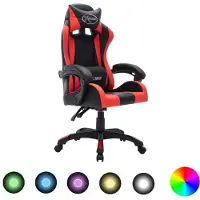 vidaXL Chaise de jeu avec lumières LED RGB rouge et noir similicuir