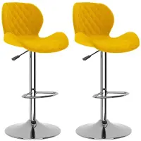 vidaXL Tabouret de bar 2 pcs jaune moutarde velours