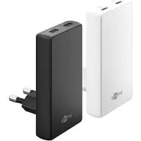 Goobay Chargeur double USB-C PD GaN 90 Plat (65 W) blanc -