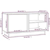vidaXL Armoire TV noire 80x35x40,5 cm pin massif