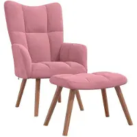 vidaXL Fauteuil relax avec pouf rose velours