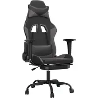 vidaXL Chaise de jeu avec massage & repose-pieds Noir & Gris Similicuir