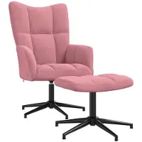 vidaXL Fauteuil relax avec pouf rose velours