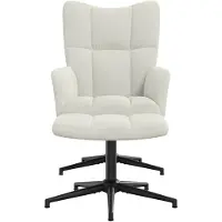 vidaXL Fauteuil relax avec pouf blanc crème velours