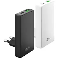 Goobay Chargeur double USB-C PD GaN 90 Plat (65 W) blanc -