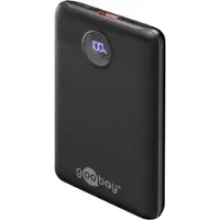 Goobay 65868 Powerbank 10.000 mAh, noir, 0,3 m - 22 W, Powerbank extrêmement compact avec Power Delivery et Quick Charge pour le mode de charge rapide