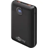 Goobay 65869 Powerbank 20.000 mAh, noir, 0,3 m - 22 W, Powerbank extrêmement compact avec Power Delivery et Quick Charge pour le mode de charge rapide