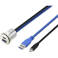 TRU COMPONENTS Prise encastrable USB 3.1 Type-C et USB 3.0 Type-A, femelle/mâle, 25, Câble + prise électronique, Argent