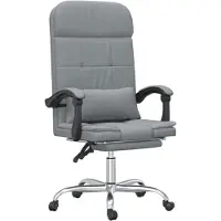 vidaXL Chaise de bureau avec fonction massage Gris clair Tissu