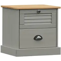vidaXL Table de chevet VIGO gris 42x35x42 cm bois de pin massif