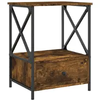 vidaXL Table de chevet chêne fumé 50x41x65 cm bois d'ingénierie