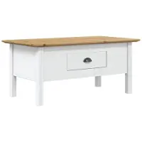 vidaXL Table basse BODO blanche et brune 100x55x46 cm pin massif