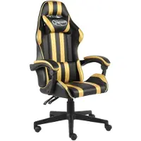 vidaXL Chaise de jeu noire et dorée en similicuir