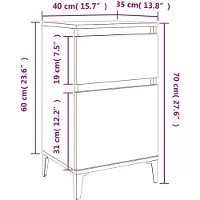 vidaXL Table de chevet blanc 40x35x70 cm