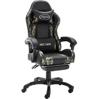 vidaXL Chaise de jeu avec repose-pieds noir et motif camouflage similicuir