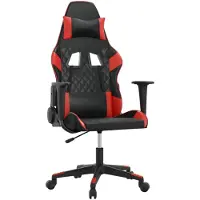 vidaXL Chaise de jeu avec fonction de massage Noir et rouge Similicuir