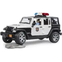 BRUDER JEEP WRANGLER UNLIMITED RUBICON POLICE - BRUDER - Avec Policier et Module Son et Lumière - Echelle 1:16e
