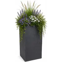 Eda Pot de fleurs Carr? Haut Volcania 31 L - 39.5 x 39.5 x 80 cm Anthracite