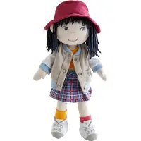 Haba 12 " Soft Doll Yuki avec des cheveux noirs Broidered Face CHAPEZ ET CHAPEURS ET CHARGES - Baby Doll lavable Toddler pendant 18 mois +