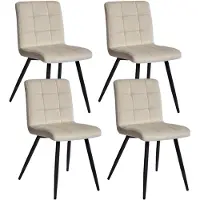 Duhome Chaises de salle à manger set de 4 chaises de cuisine chaise de salon chaise rembourrée avec pieds en métal velours chaise, beige