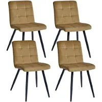 Duhome Chaises de salle à manger set de 4 chaises de cuisine chaise de salon chaise rembourrée avec pieds en métal velours chaise, jaune