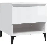 vidaXL Table d'appoint Blanc brillant 50x46x50 cm Bois d'ingénierie