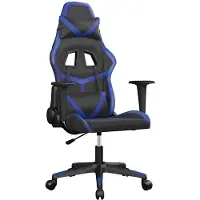 vidaXL Chaise de jeu avec fonction de massage Noir et bleu Similicuir