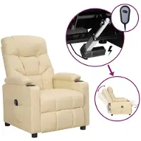 vidaXL Fauteuil relax électrique Crème Tissu