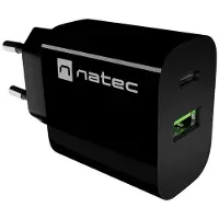 Natec ładowarka Sieciowa Ribera 1x USB-A + 1x Usb- (20 W, 2 ports), Chargeur USB, Noir