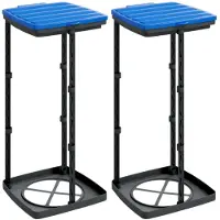 vidaXL Porte-sacs poubelles 2 pcs noir et bleu 60 L PP