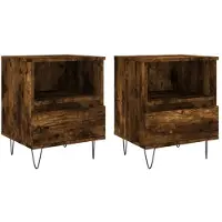 vidaXL Tables de chevet 2 pcs chêne fumé 40x35x50 cm bois ingénierie