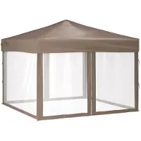 vidaXL Tente de réception pliante avec parois latérales Taupe 3x3 m