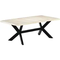vidaXL Table De Salle À Manger Blanc 200x100x75cm Bois Manguier Massif