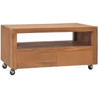vidaXL Armoire TV avec roulettes 80x50x42 cm teck massif