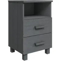 vidaXL Table de chevet HAMAR Gris foncé 40x35x62 cm Bois de pin massif