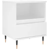 vidaXL Table de chevet Blanc 40x35x50 cm Bois d’ingénierie