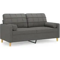 vidaXL Canapé 2 places avec oreillers gris foncé 140 cm tissu