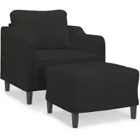 vidaXL Fauteuil avec pouf Noir 60 cm Tissu