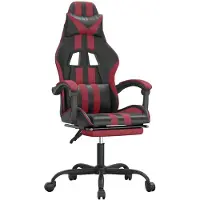 vidaXL Chaise de jeu avec repose-pieds Pivotante Noir & bordeaux Similicuir