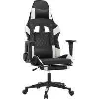 vidaXL Chaise de jeu avec repose-pieds noir et blanc similicuir
